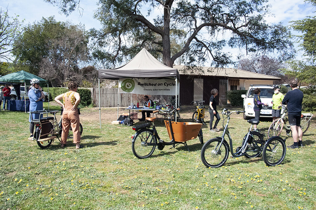 bicycles and cycling options displayed at switched on cycles stall