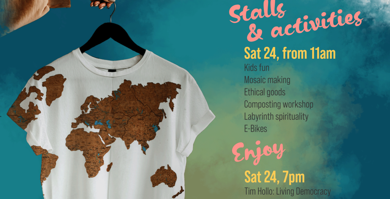 Hanging t-shirt with image of world map